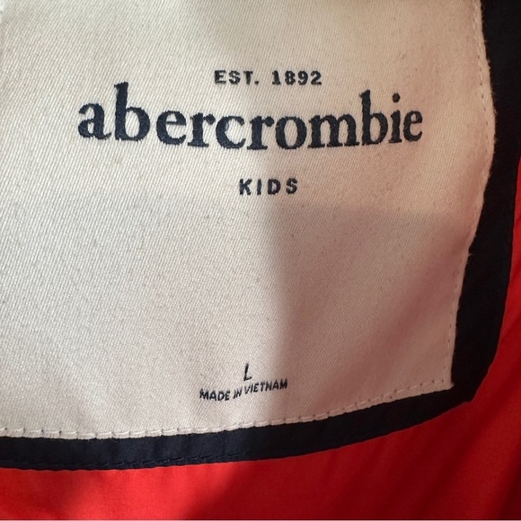 Abercrombie Fitch Kids Puffer Jacket Large Orange Hoodie Full Zip - Picture 5 of 10